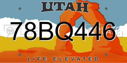 78BQ446 Utah License Plate