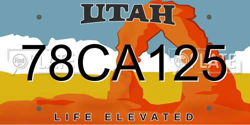 78CA125 Utah License Plate