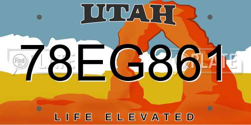 78EG861 Utah License Plate