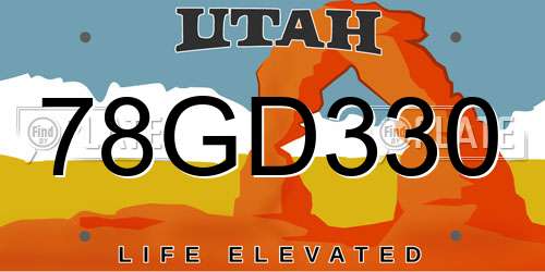 78GD330 Utah License Plate