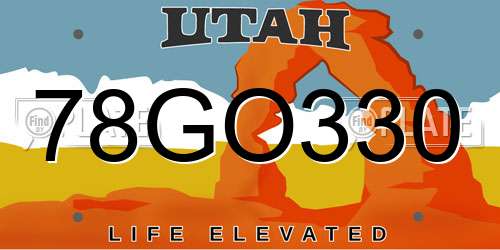 78GO330 Utah License Plate