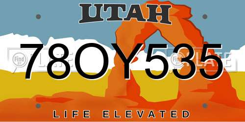 78OY535 Utah License Plate