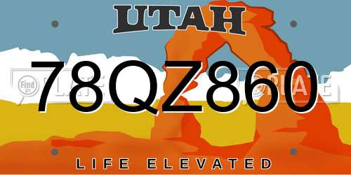 78QZ860 Utah License Plate