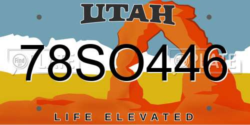 78SO446 Utah License Plate
