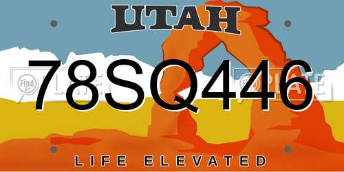 78SQ446 Utah License Plate