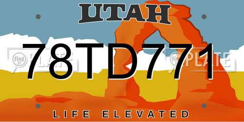78TD771 Utah License Plate