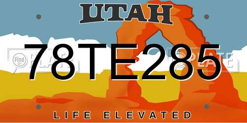78TE285 Utah License Plate