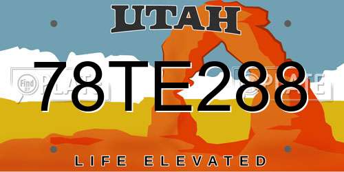 78TE288 Utah License Plate