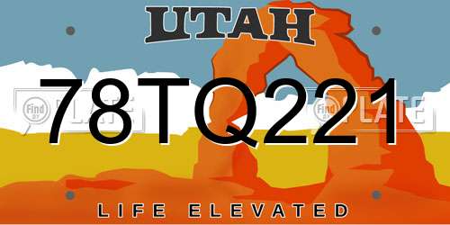 78TQ221 Utah License Plate