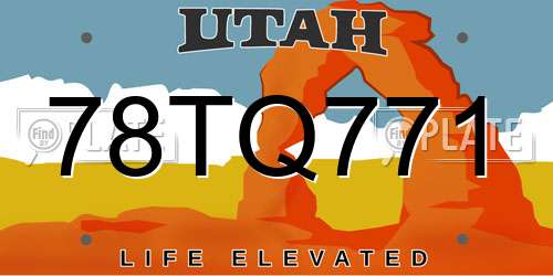 78TQ771 Utah License Plate