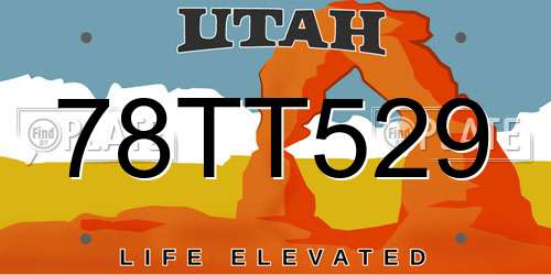 78TT529 Utah License Plate