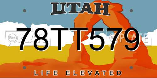 78TT579 Utah License Plate