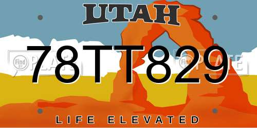 78TT829 Utah License Plate