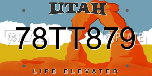 78TT879 Utah License Plate