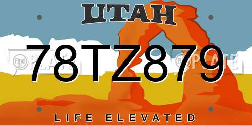 78TZ879 Utah License Plate