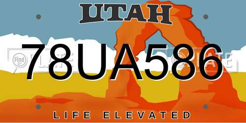 78UA586 Utah License Plate