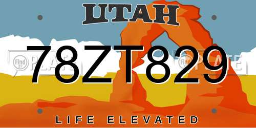 78ZT829 Utah License Plate