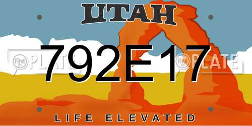 792E17 Utah License Plate
