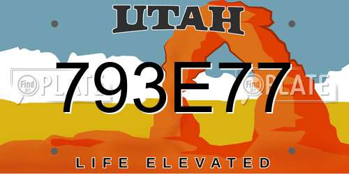 793E77 Utah License Plate