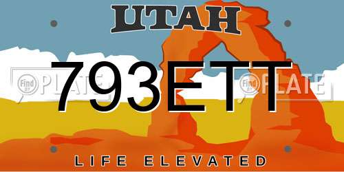 793ETT Utah License Plate