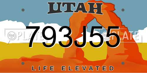 793J55 Utah License Plate