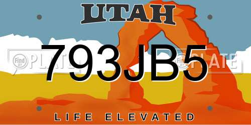 793JB5 Utah License Plate
