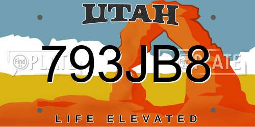 793JB8 Utah License Plate