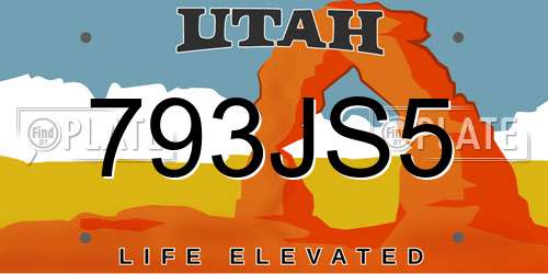793JS5 Utah License Plate