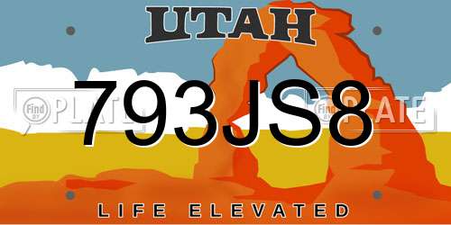 793JS8 Utah License Plate