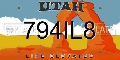 794IL8 Utah License Plate