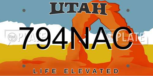 794NAC Utah License Plate