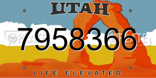 7958366 Utah License Plate