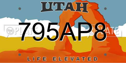 795AP8 Utah License Plate