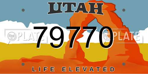 79770 Utah License Plate