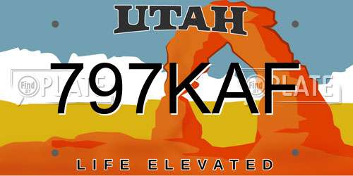 797KAF Utah License Plate