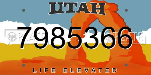7985366 Utah License Plate
