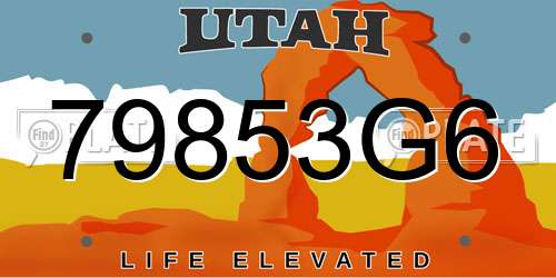 79853G6 Utah License Plate