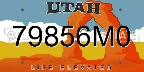 79856M0 Utah License Plate