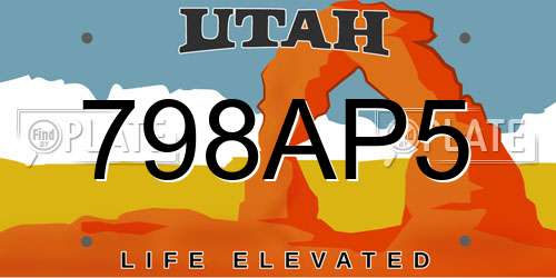798AP5 Utah License Plate