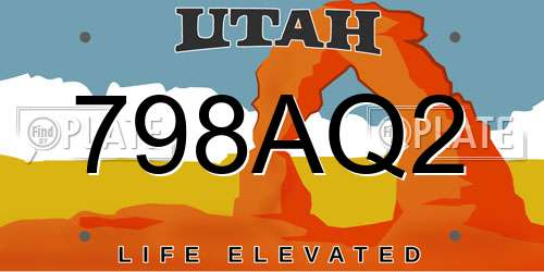 798AQ2 Utah License Plate