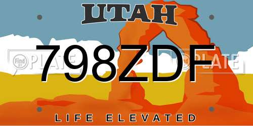 798ZDF Utah License Plate