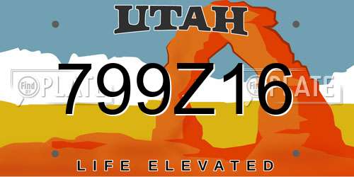 799Z16 Utah License Plate