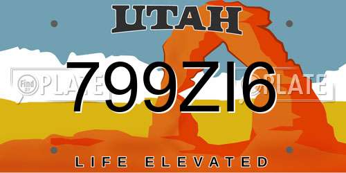 799ZI6 Utah License Plate