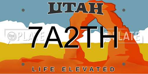 7A2TH Utah License Plate