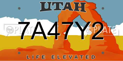 7A47Y2 Utah License Plate