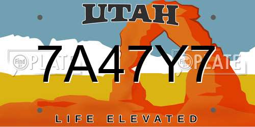 7A47Y7 Utah License Plate