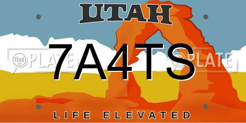7A4TS Utah License Plate