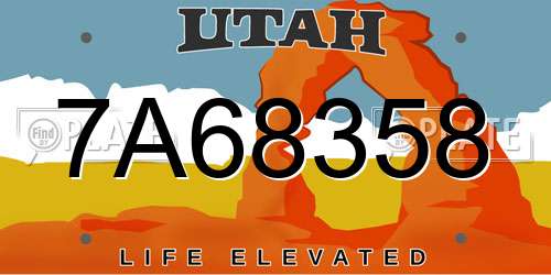 7A68358 Utah License Plate