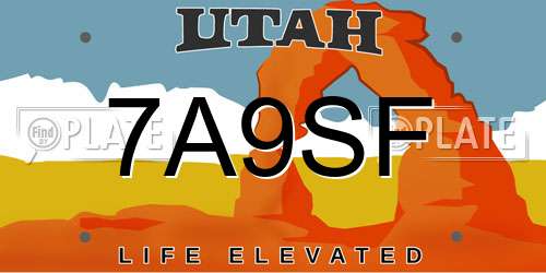 7A9SF Utah License Plate
