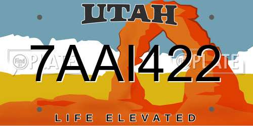 7AAI422 Utah License Plate